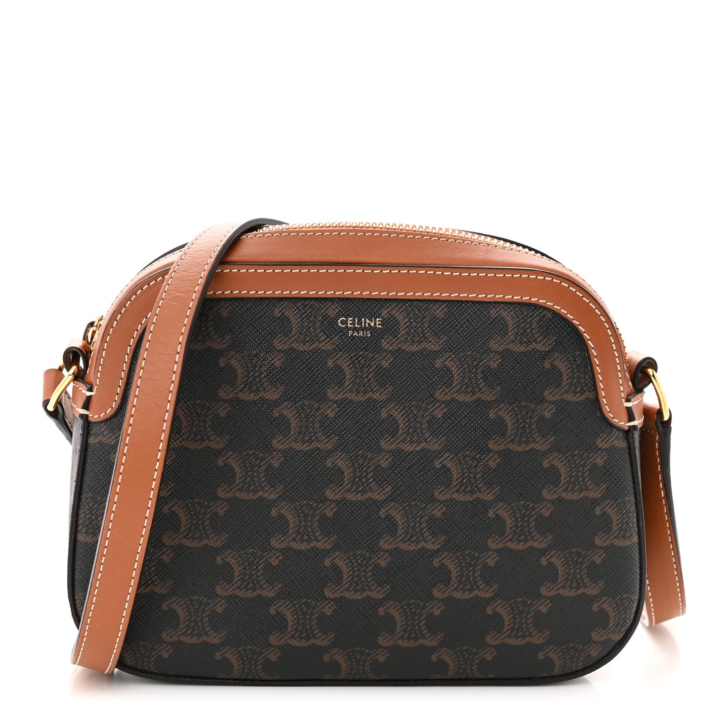 Triomphe Canvas Small Camera Bag Tan