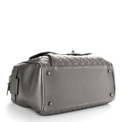 Chanel Metallic Grained Calfskin Quilted Large Casual Pocket Bowling Bag 4 of 9