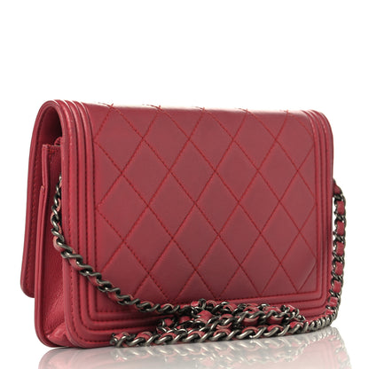 Chanel Calfskin Quilted Boy Wallet On Chain WOC Pink 3 of 15