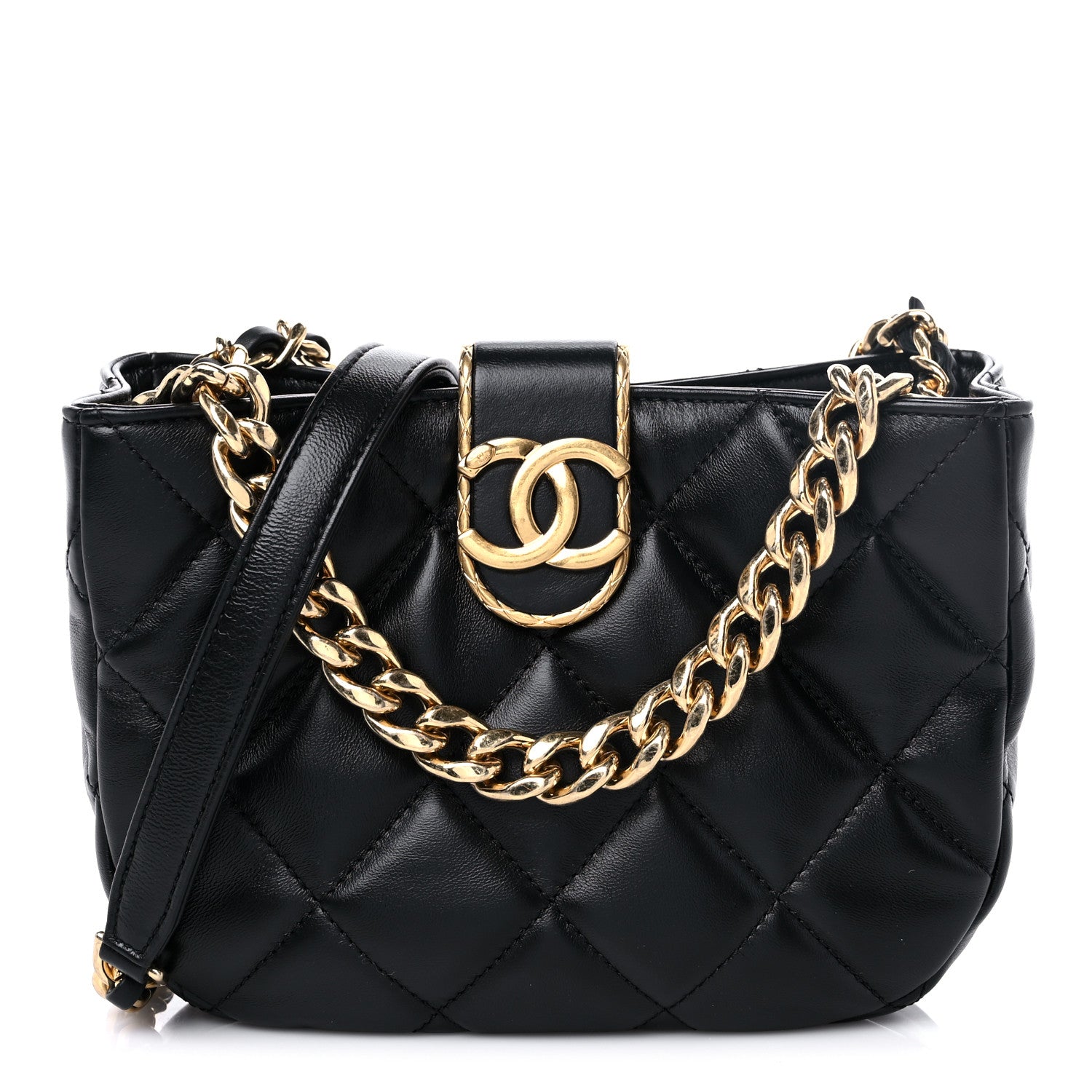 Chanel Lambskin Quilted Small Chain Hobo Black 1 of 11