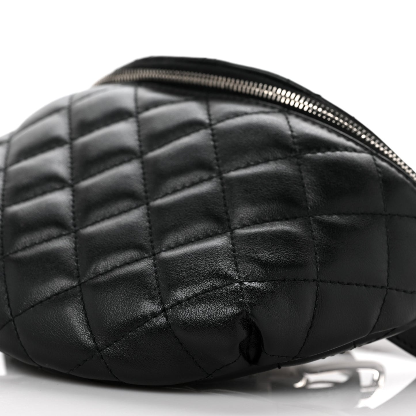 Lambskin Quilted Waist Belt Bag Black