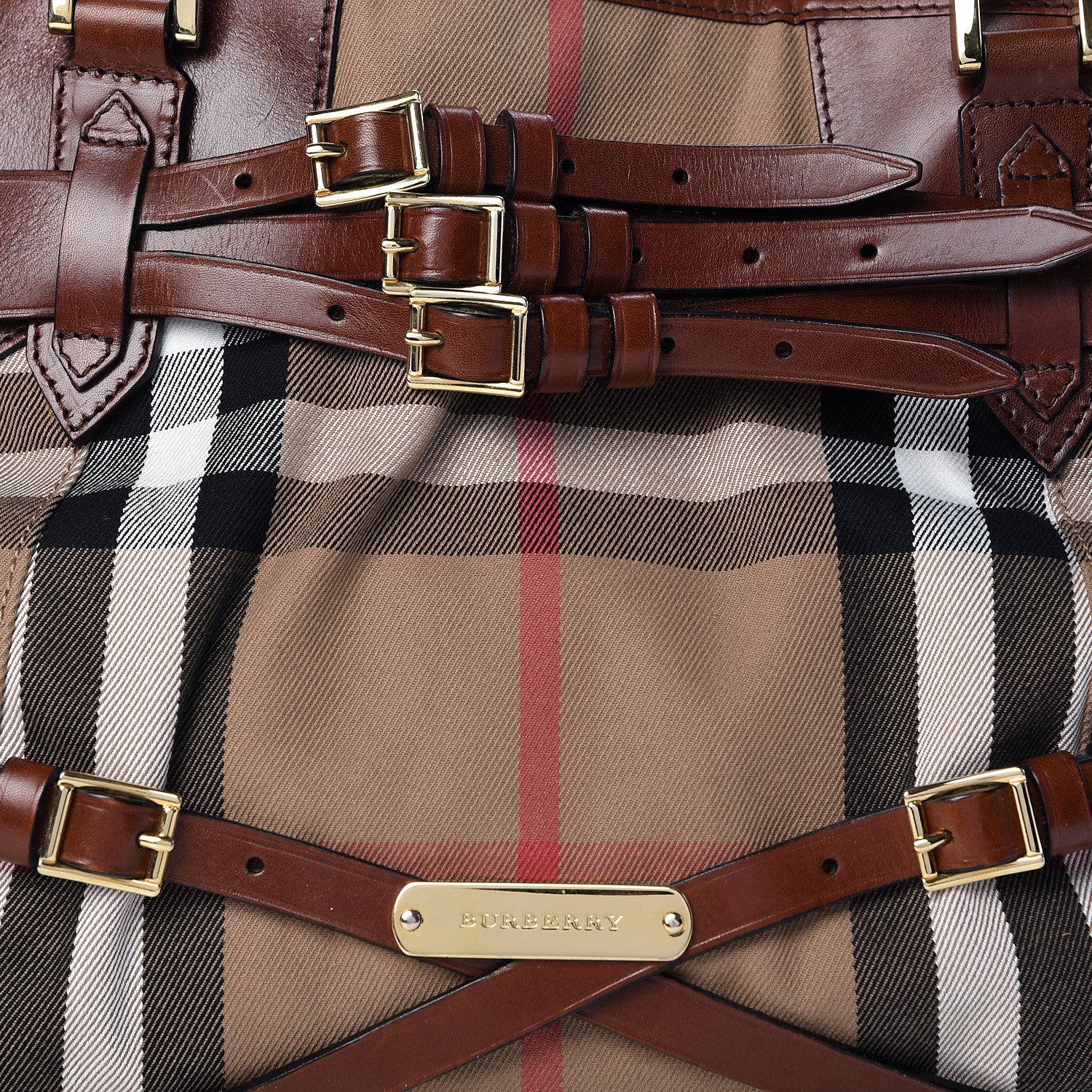 Burberry House Check Bridle Calfskin Medium Lynher Tote Dark Tan 9 of 21