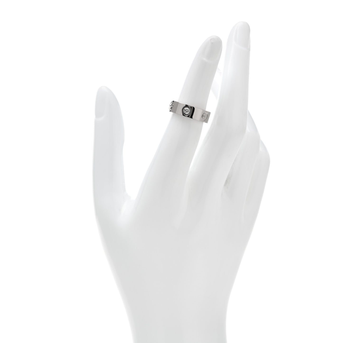 18K White Gold 3 Diamond 5.5mm LOVE Ring 49 5