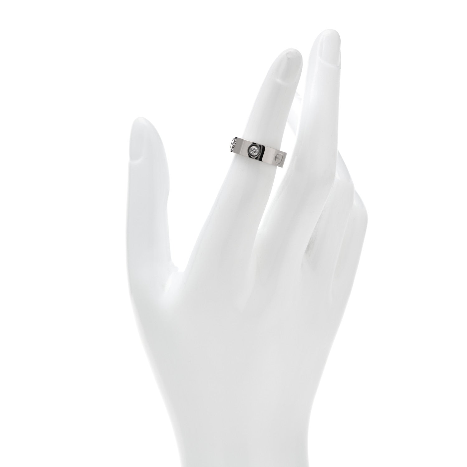Cartier 18K White Gold 3 Diamond 5.5mm LOVE Ring 49 5 2 of 4