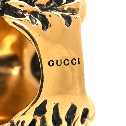 Gucci Metal Pearl Crystal Lion Head Ring 50/5.5 Aged Gold 4 of 4