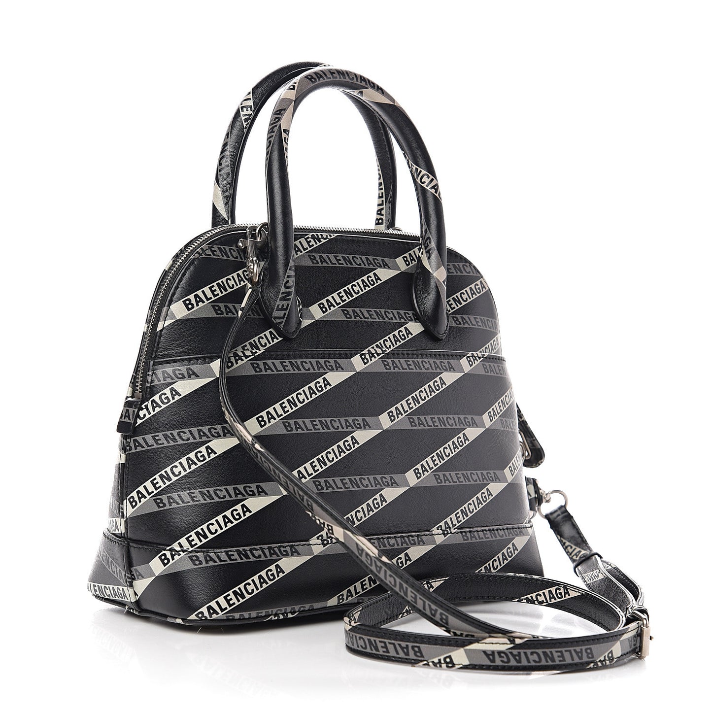 Calfskin Losange Monogram S Ville Top Handle Bag Black Grey