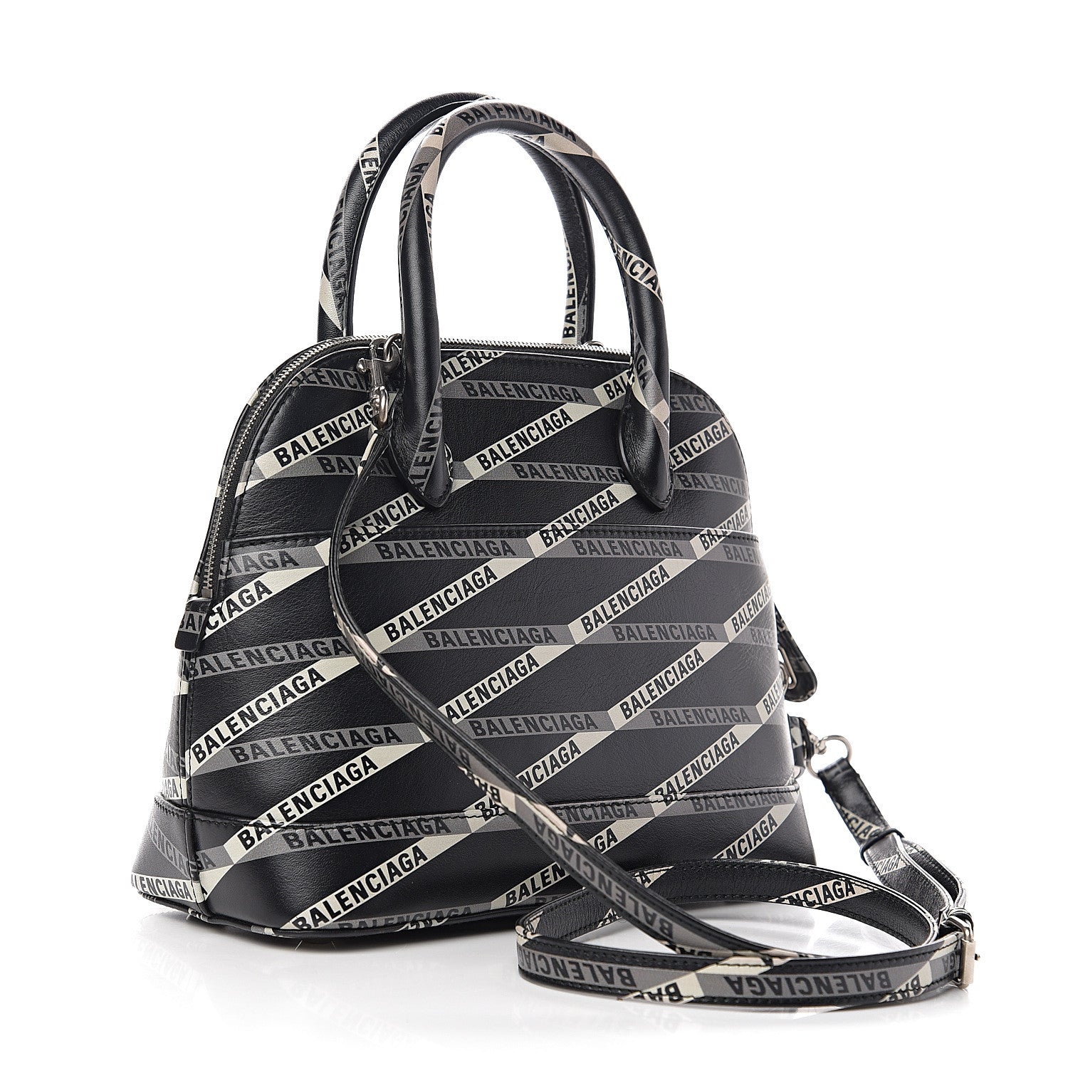 Balenciaga Calfskin Losange Monogram S Ville Top Handle Bag Black Grey 2 of 11