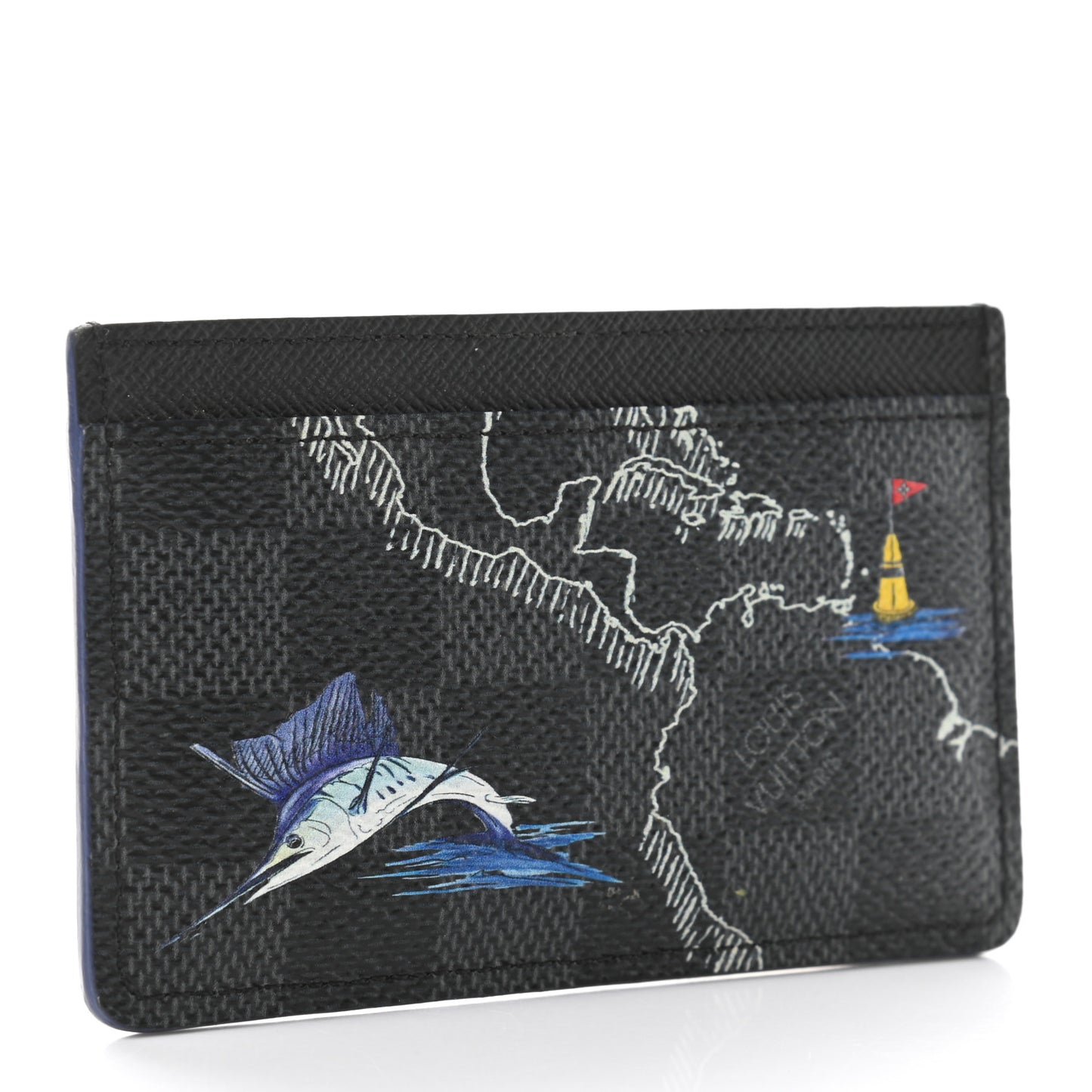 Damier Graphite World Map Porte Cartes Simple