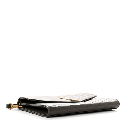 Saint Laurent Grain De Poudre Matelasse Chevron Monogram Envelope Clutch Earth 4 of 9