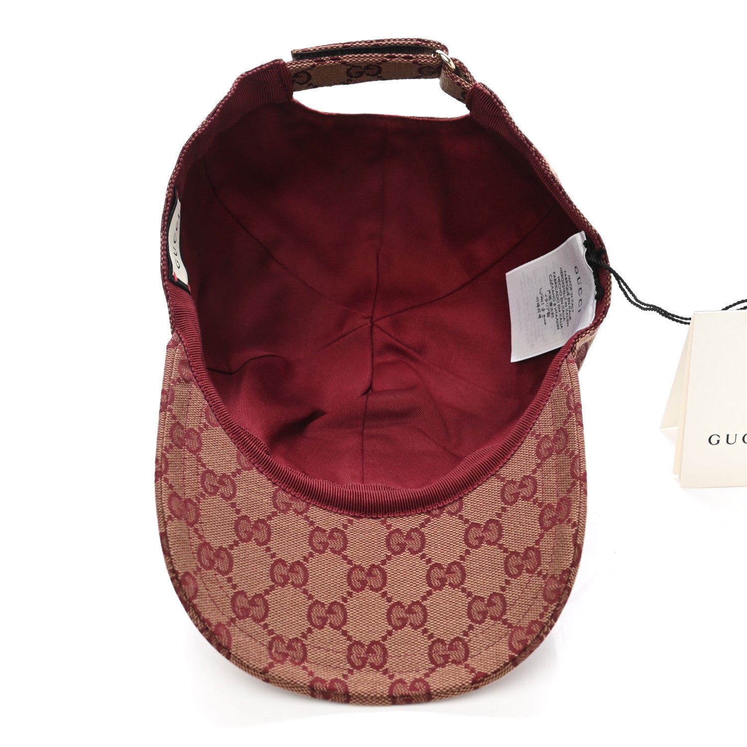 Gucci Monogram Textured Dollar Calfskin Zeno Baseball Hat M Camel Bordeaux 7 of 10