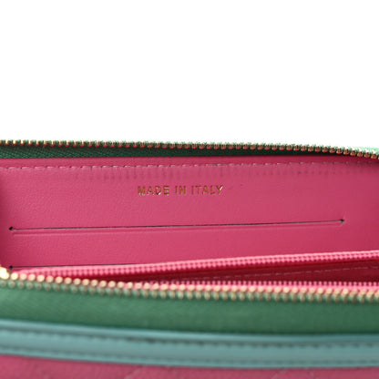 Chanel Caviar Quilted Medium Filigree Zip Around Wallet Pink Blue Green 7 of 8