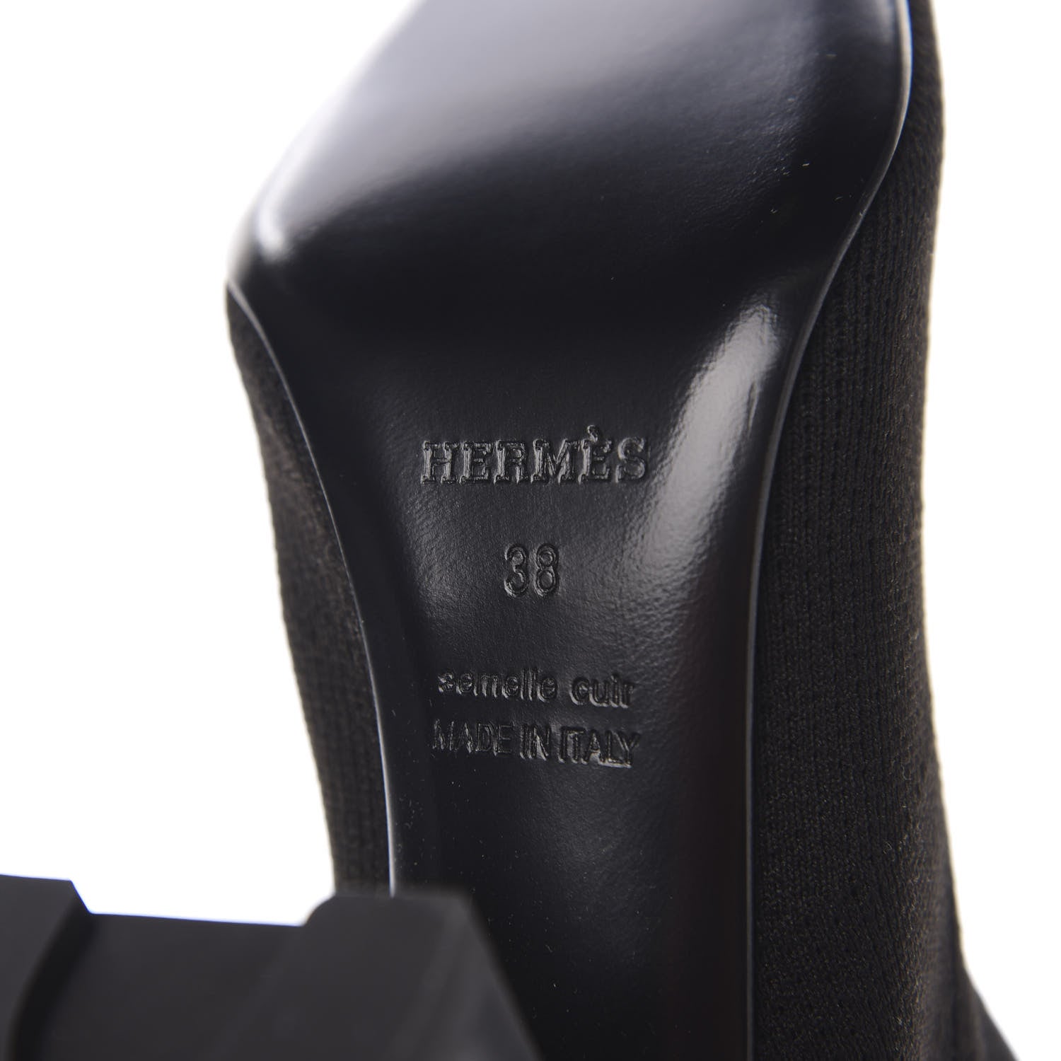Hermes Knit Calfskin Volver Ankle Boots 38 Black 7 of 8