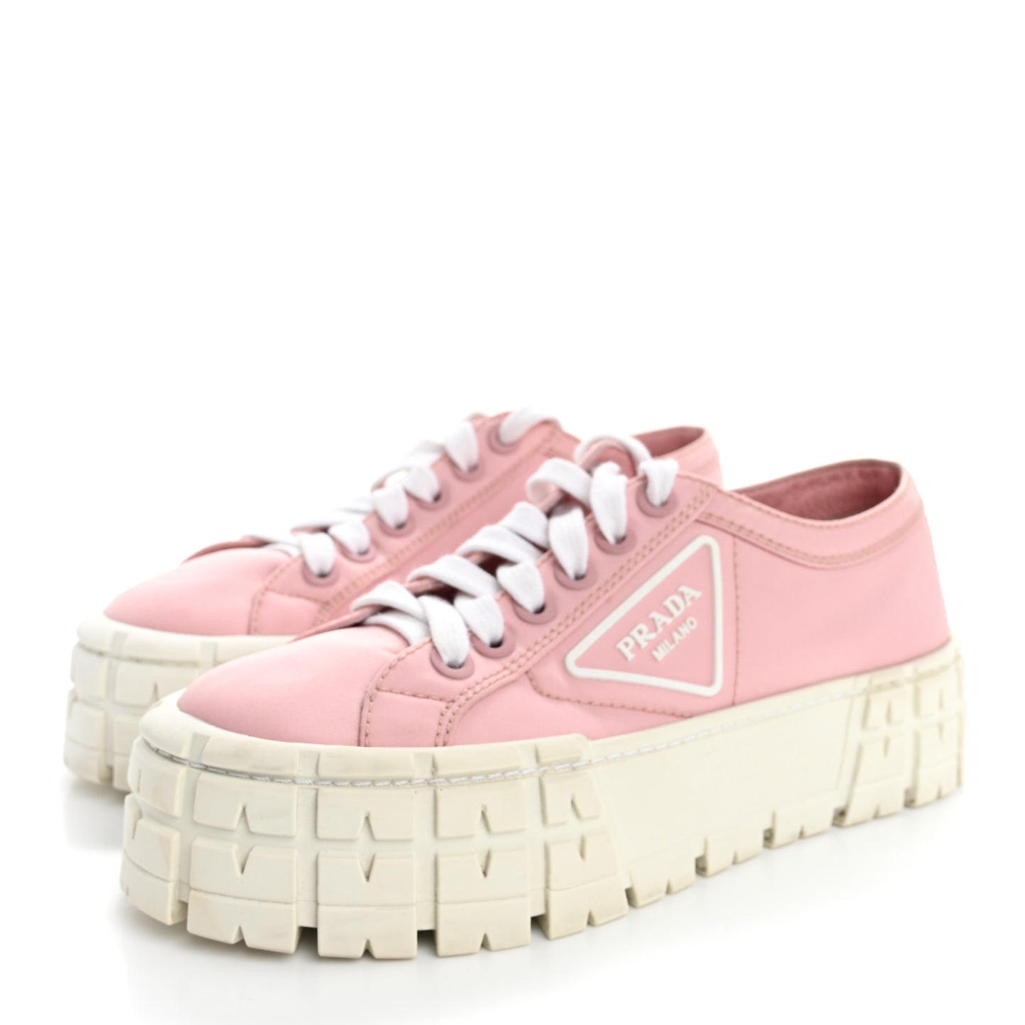 Re-Nylon Gabardine Triangle Logo Double Wheel 50mm Sneakers 37.5 Alabastro