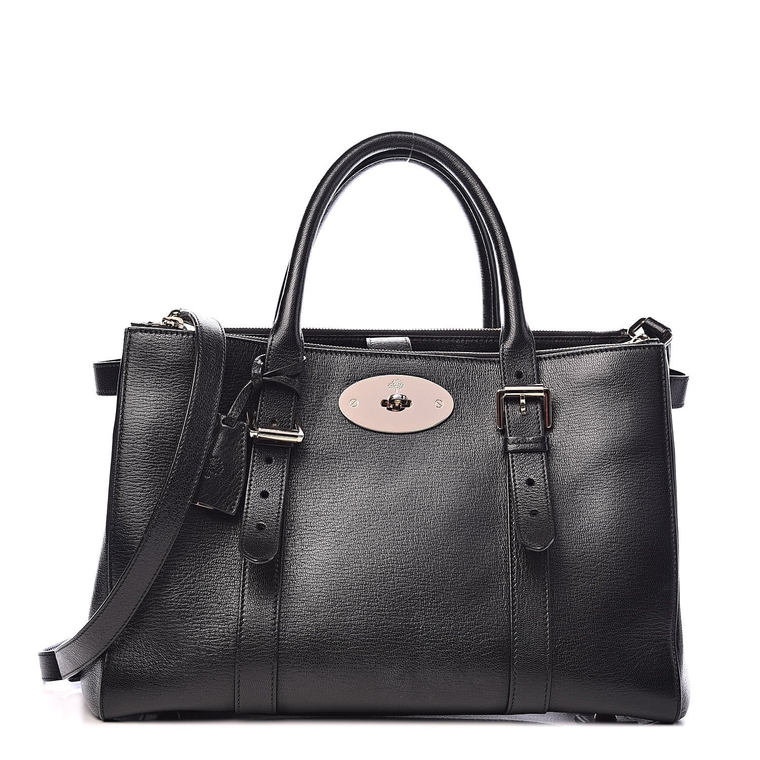 Mulberry Shiny Goatskin Small Bayswater Double Zip Tote Black 1 of 14