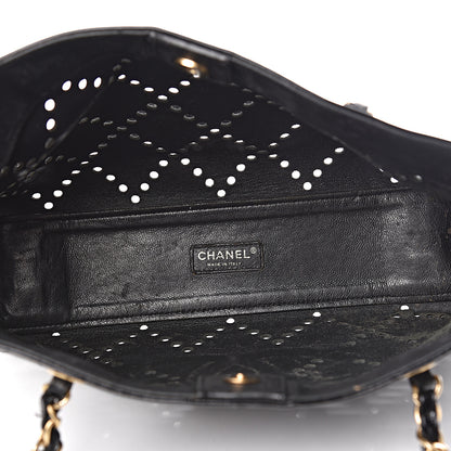 Chanel Patent Perforated CC Shopping Tote Black 5 of 21