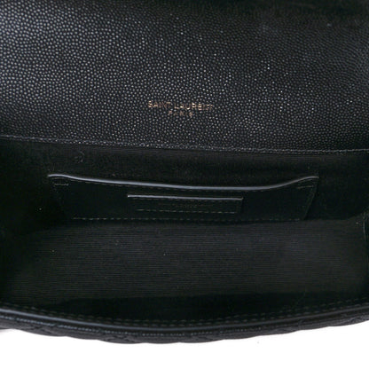 Saint Laurent Grain De Poudre Textured Mixed Matelasse Triquilt Small Monogram Satchel Black 5 of 10