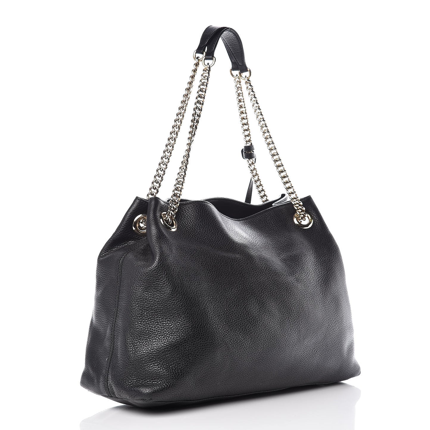 Pebbled Calfskin Medium Soho Chain Shoulder Bag Black
