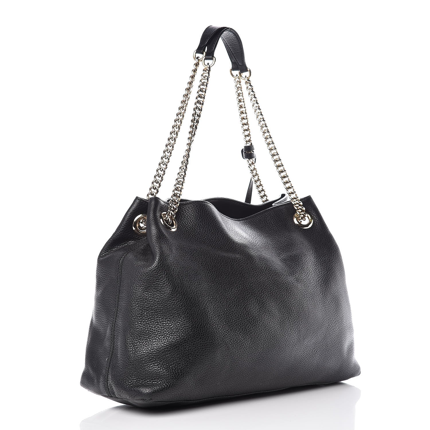 Gucci Pebbled Calfskin Medium Soho Chain Shoulder Bag Black 3 of 16
