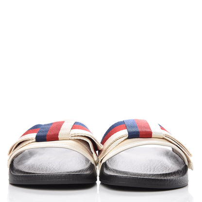 Gucci Satin Web Sylvie Bow Slide Sandals 37 White 2 of 9