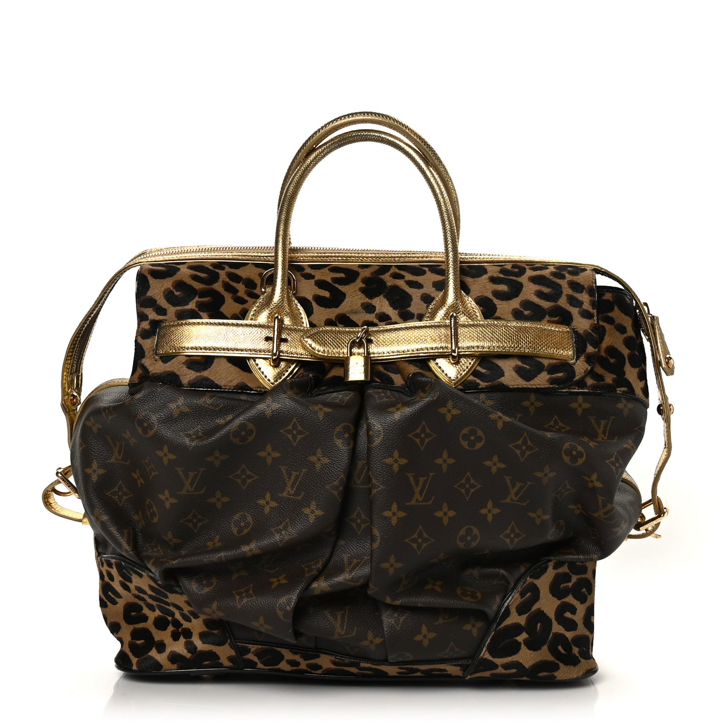 Monogram Leopard Pleated Steamer Bag