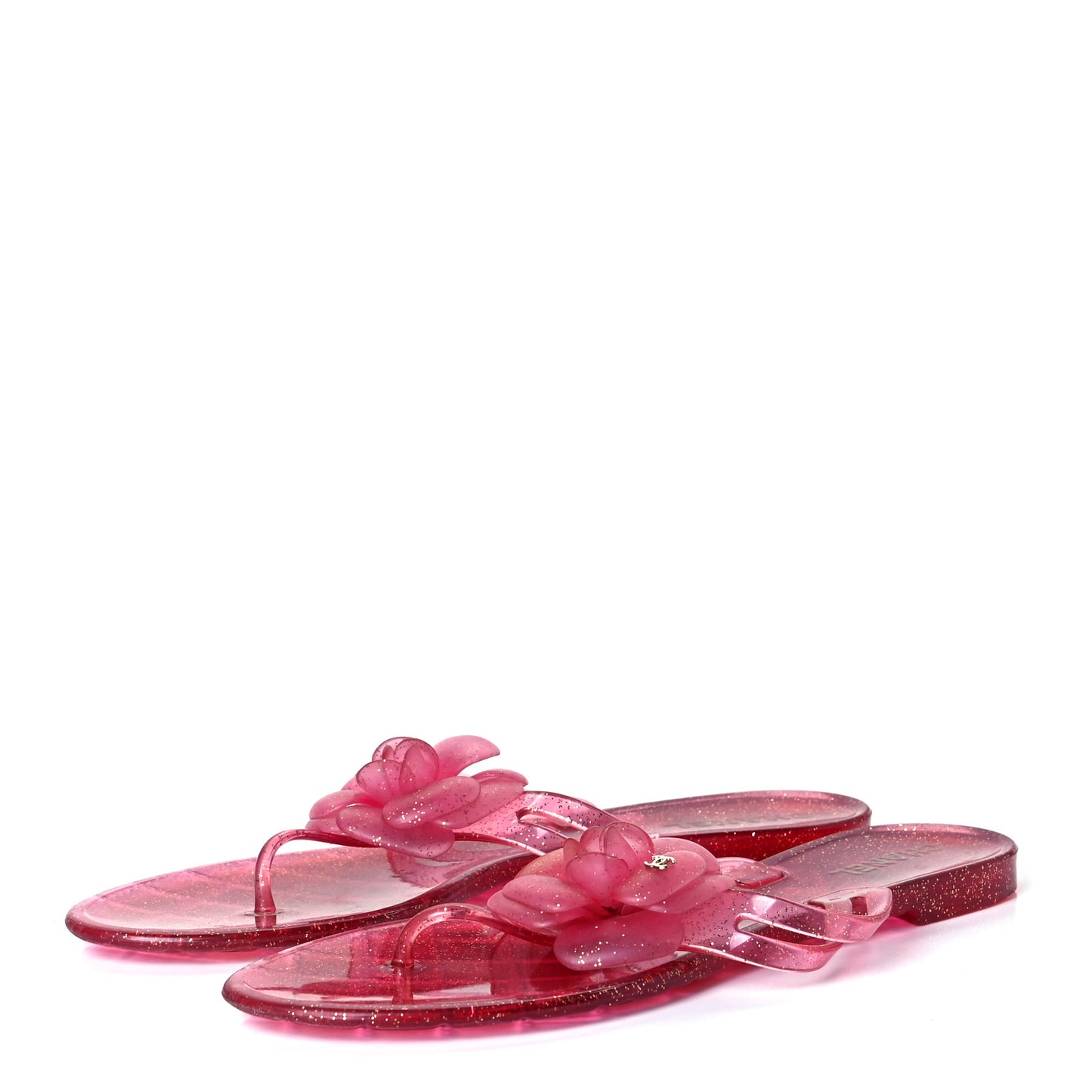 Jelly Camellia Glitter Thong Sandals 41 Rose Clair