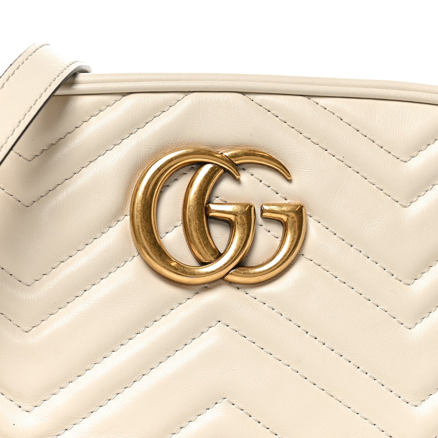 Gucci Calfskin Matelasse Small GG Marmont Chain Shoulder Bag White 7 of 12