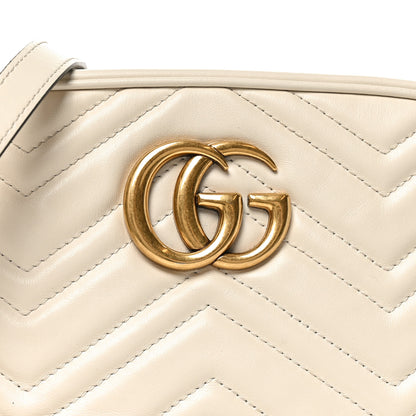 Gucci Calfskin Matelasse Small GG Marmont Chain Shoulder Bag White 7 of 12