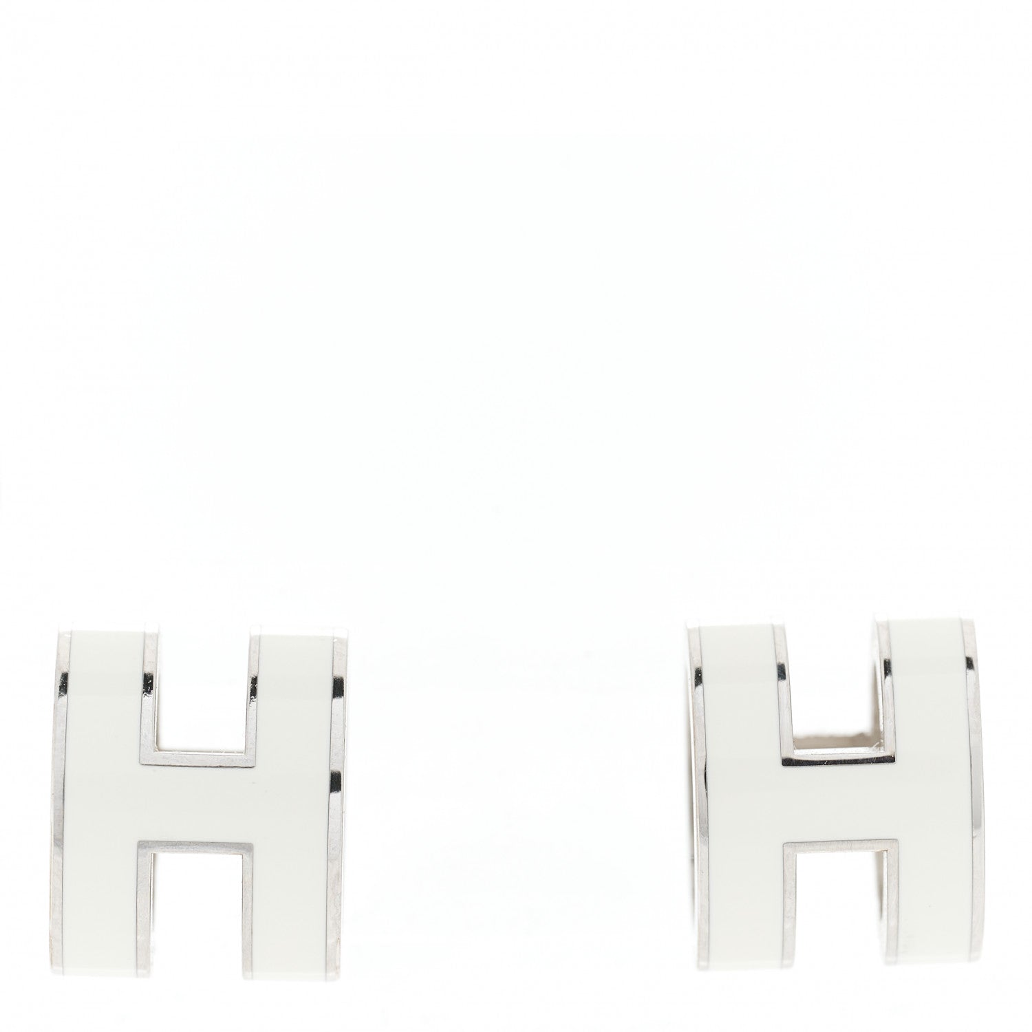 Hermes Palladium Lacquered Pop H Earrings White 1 of 6