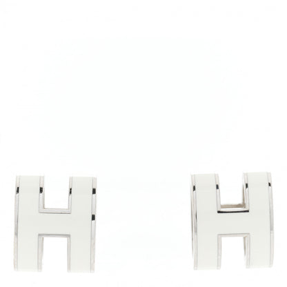 Hermes Palladium Lacquered Pop H Earrings White 1 of 6