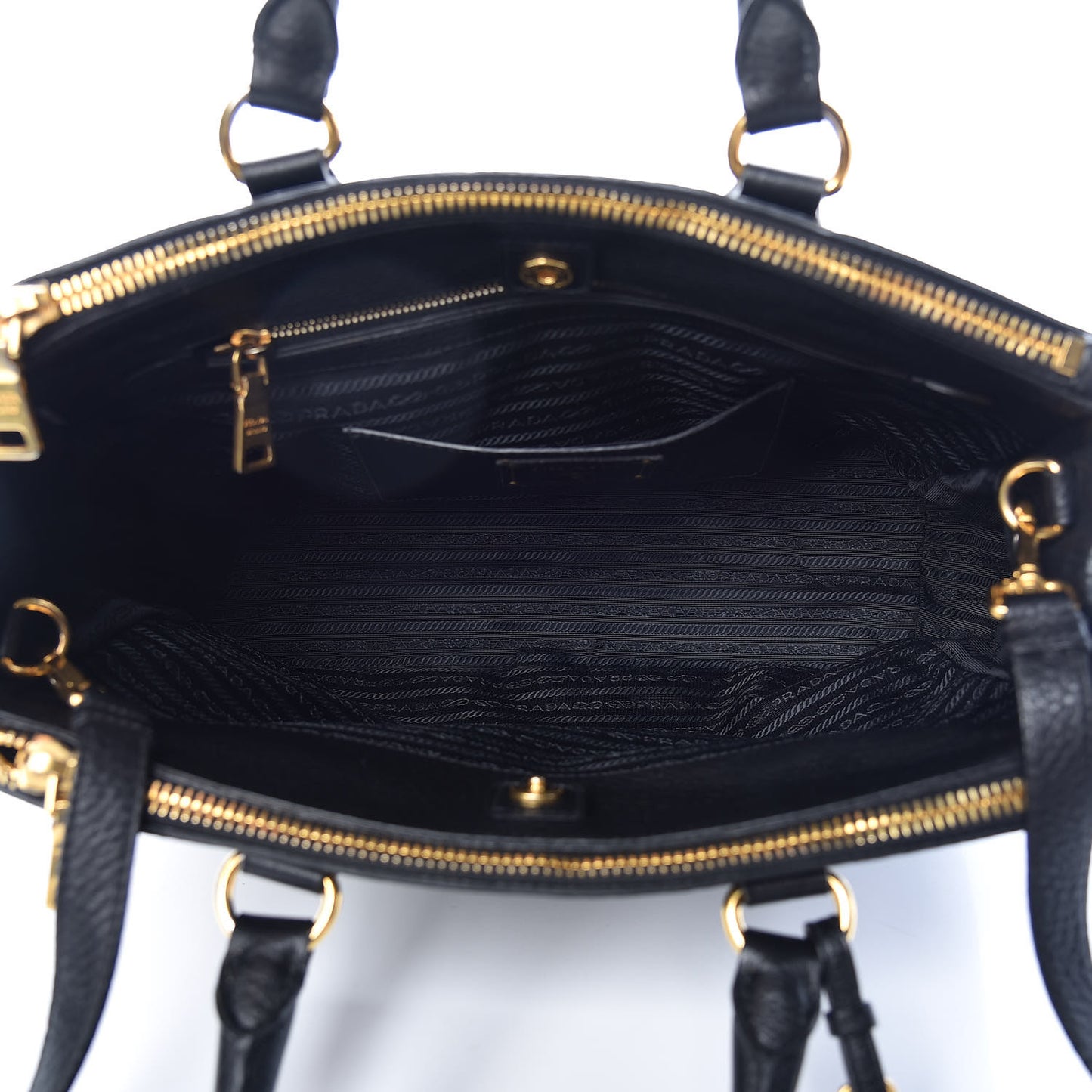 Vitello Daino Large Double Zip Tote Nero Black