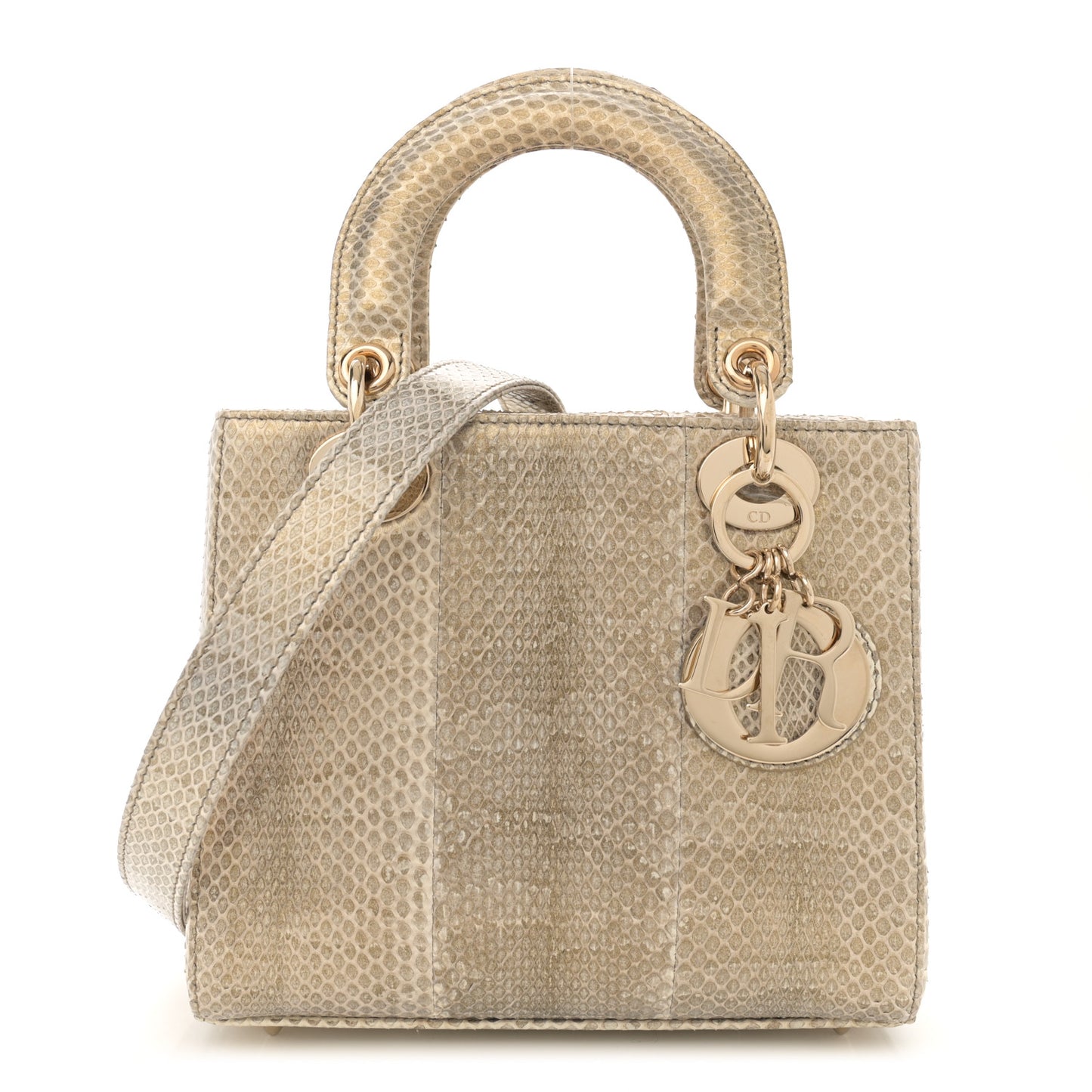 Metallic Snakeskin Small Lady Dior Gold