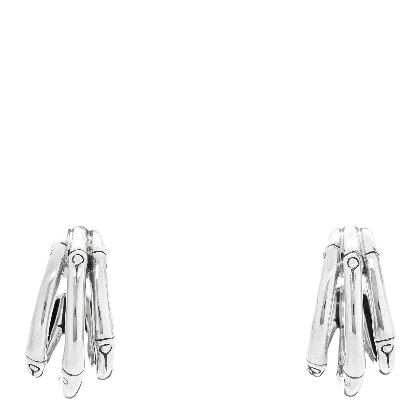 Sterling Silver Bamboo J-Hoop Earrings