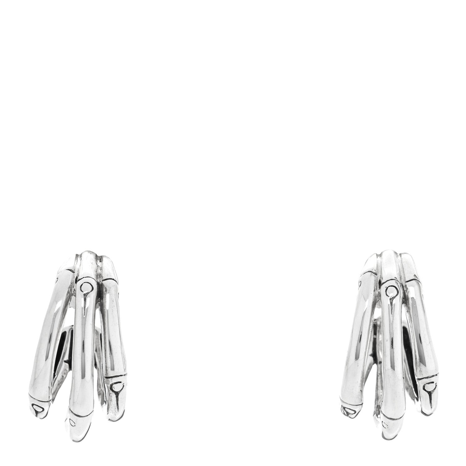 John Hardy Sterling Silver Bamboo J-Hoop Earrings 1 of 4