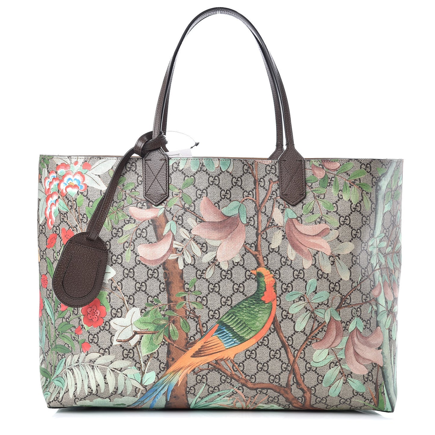 GG Supreme Monogram Tian Large Shopping Tote Beige Multicolor New Acero