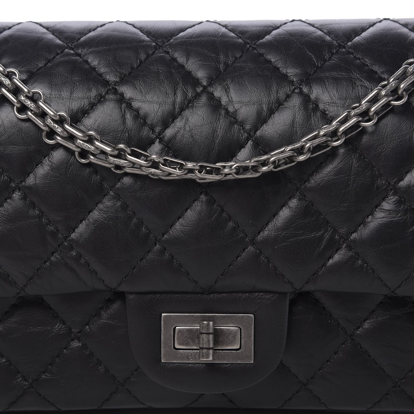 Aged Calfskin Quilted 2.55 Reissue 225 Flap Black