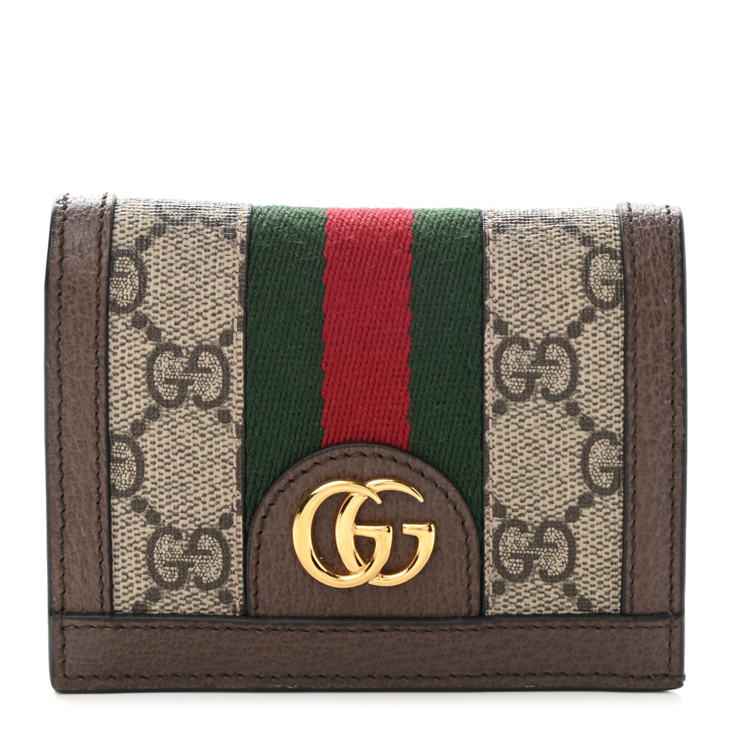 GG Supreme Monogram Web Ophidia Card Case Beige New Acero