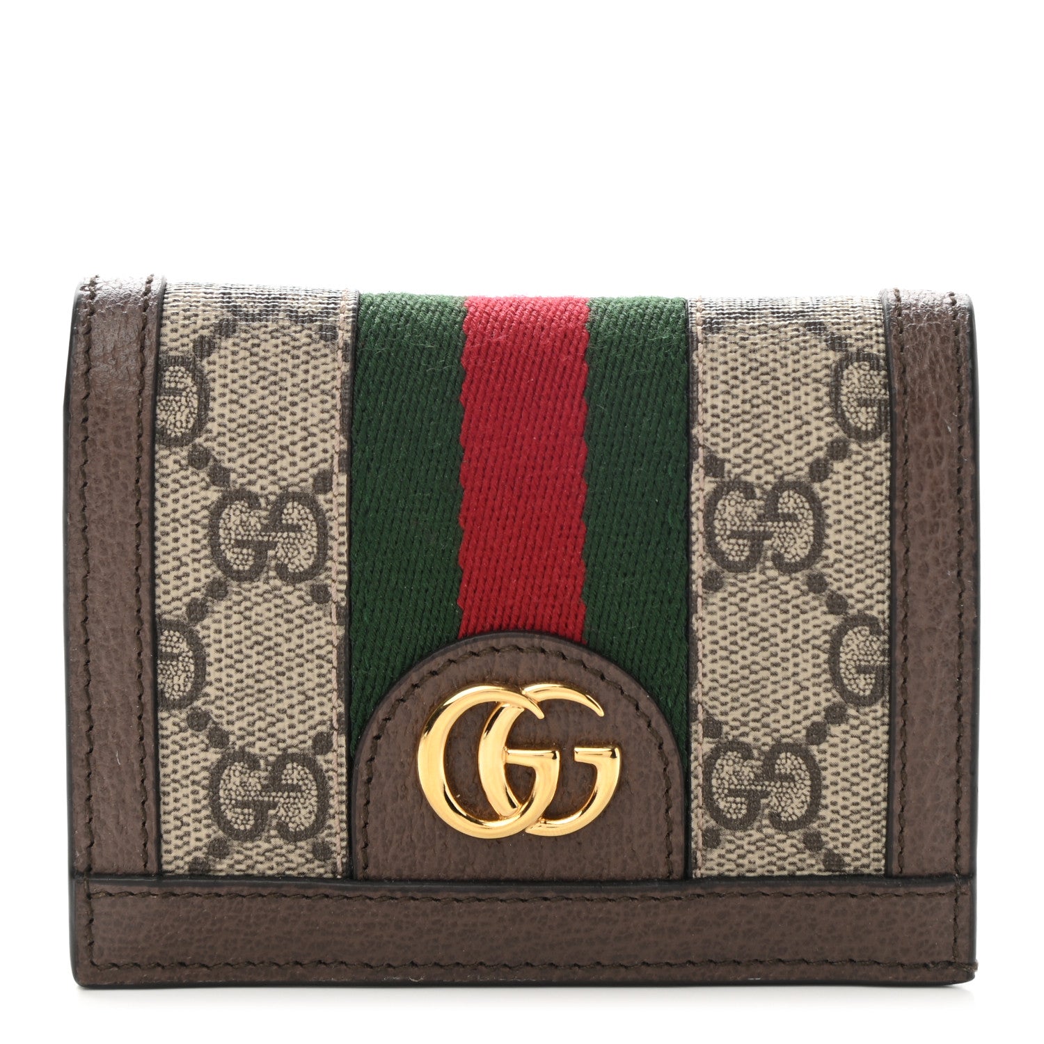 Gucci GG Supreme Monogram Web Ophidia Card Case Beige New Acero 1 of 8