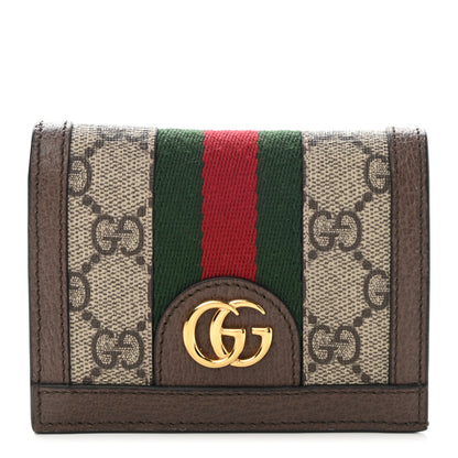 Gucci GG Supreme Monogram Web Ophidia Card Case Beige New Acero 1 of 8