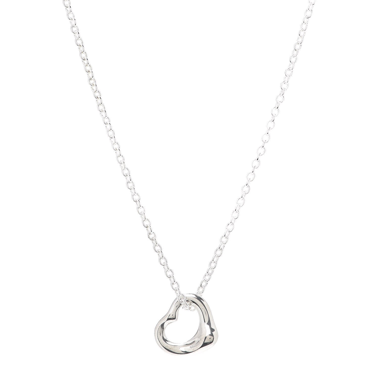 Tiffany Sterling Silver 11mm Elsa Peretti Open Heart Pendant Necklace 1 of 6