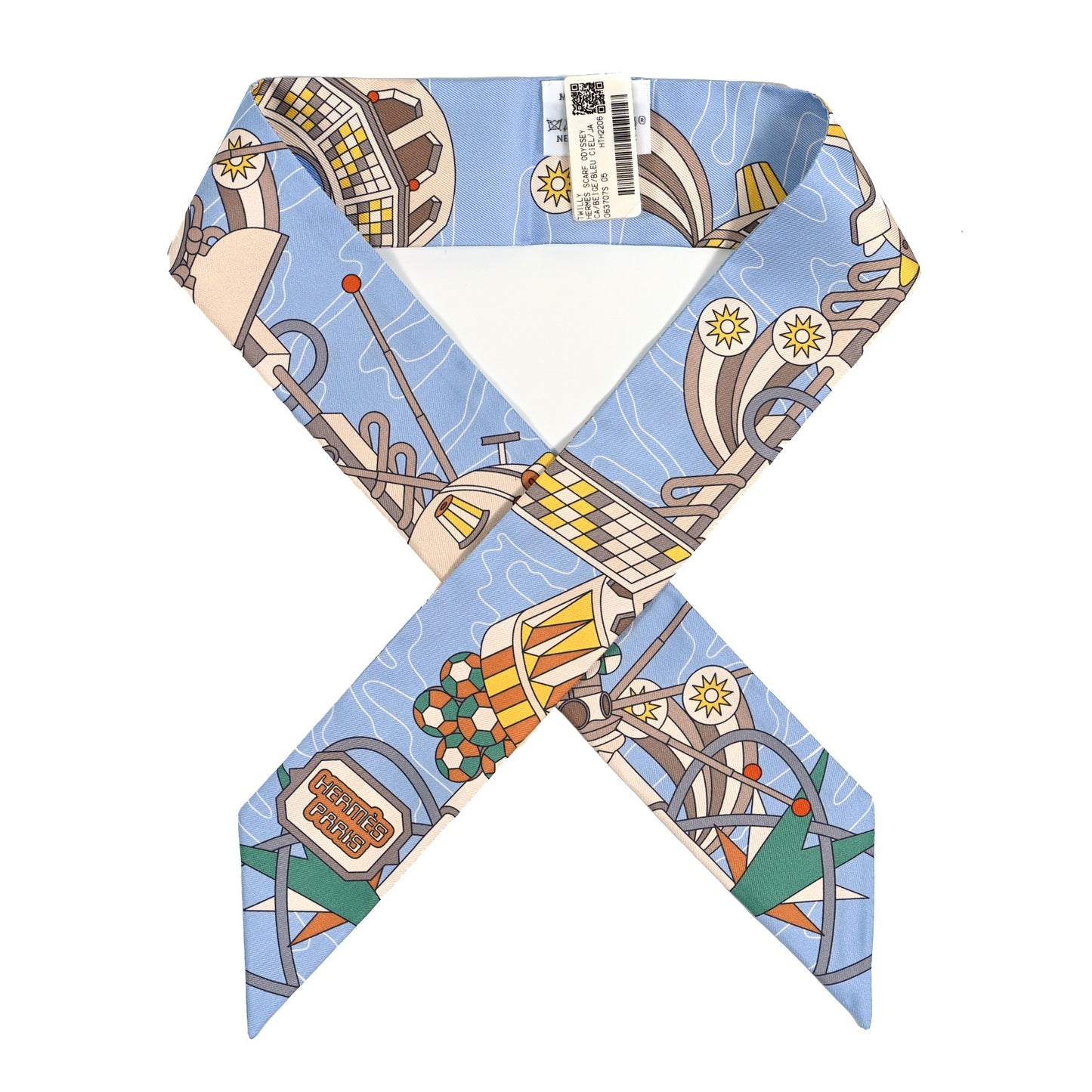 Silk Odyssey Twilly Beige Bleu Ciel Jaune Vif