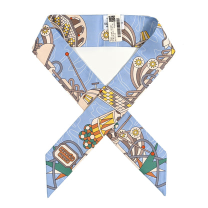 Hermes Silk Odyssey Twilly Beige Bleu Ciel Jaune Vif 1 of 4