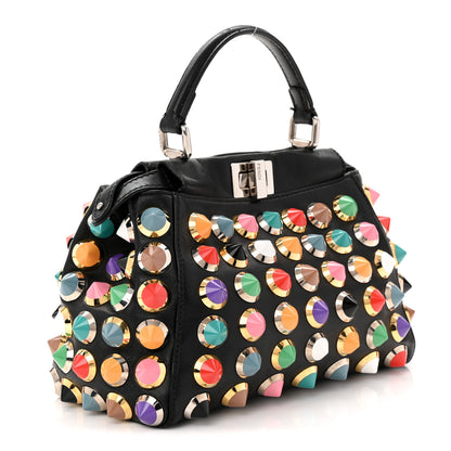 Fendi Nappa Studded Mini Peekaboo Iconic Satchel Black Multicolor 3 of 10