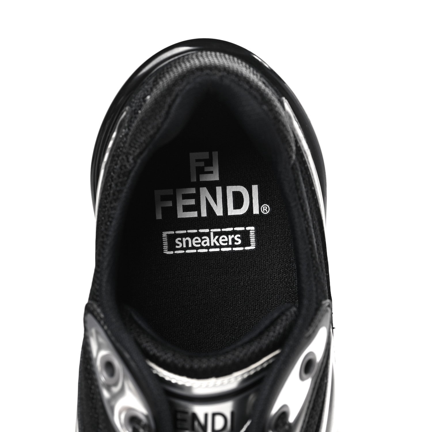 Fendi Tech Fabric Calfskin Womens First 1 Sneakers 36 Black 6 of 8