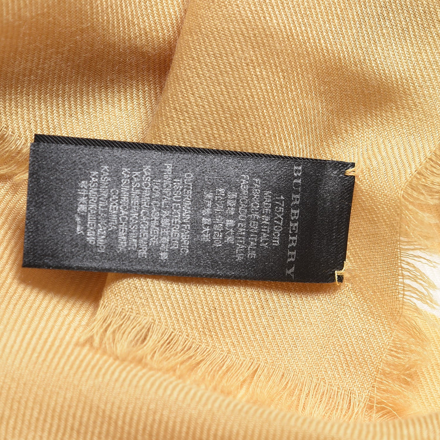 Burberry Cashmere The Writer Print Fringe Scarf Yellow 7 of 7