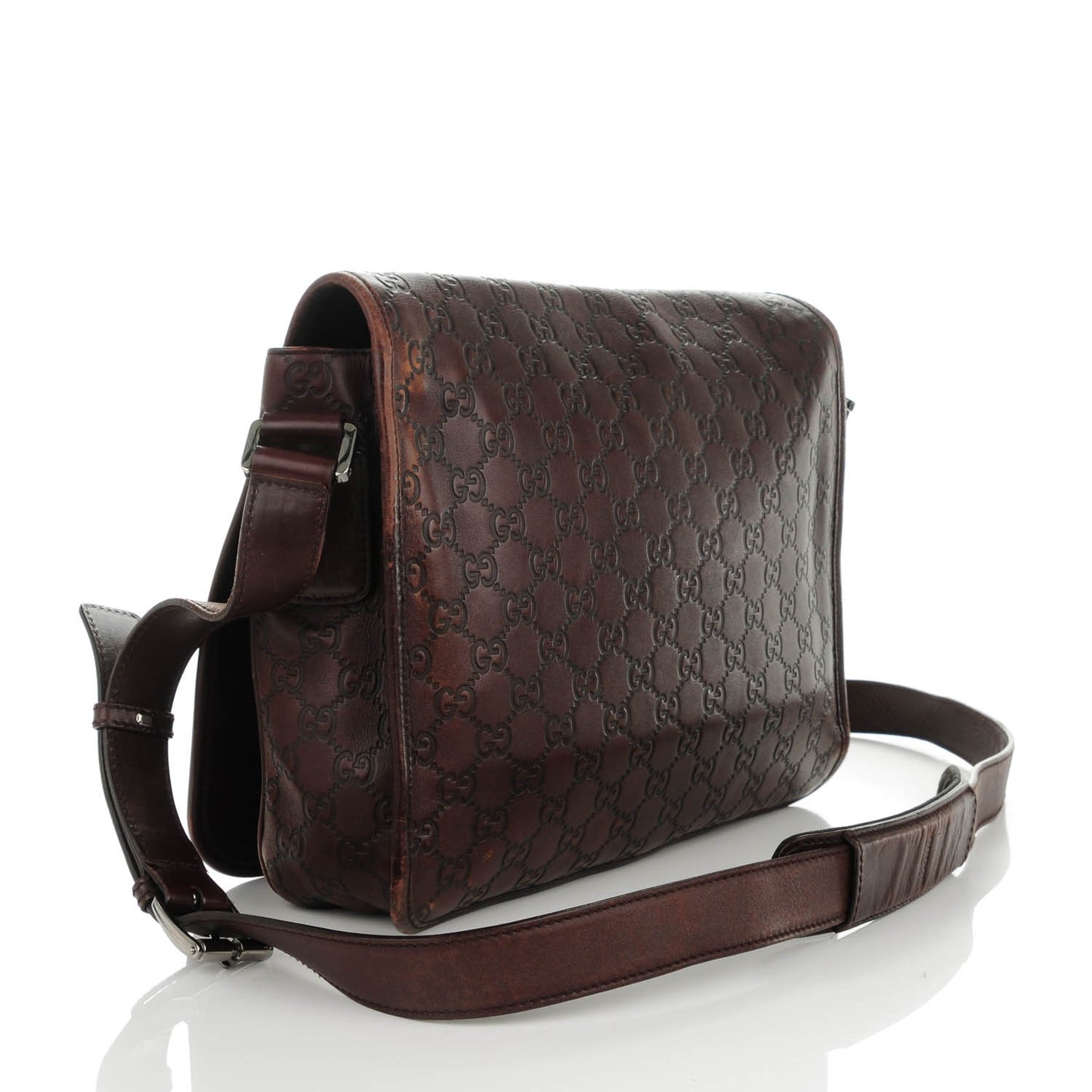 Guccissima Flap Messenger Bag Dark Brown