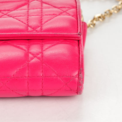 Christian Dior Lambskin Cannage Rendez-vous Chain Wallet Pink 6 of 9