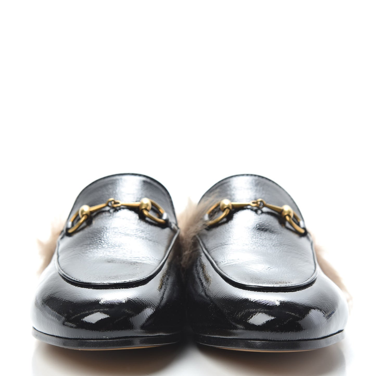 Patent Fur Womens Princetown Slippers 37.5 Black