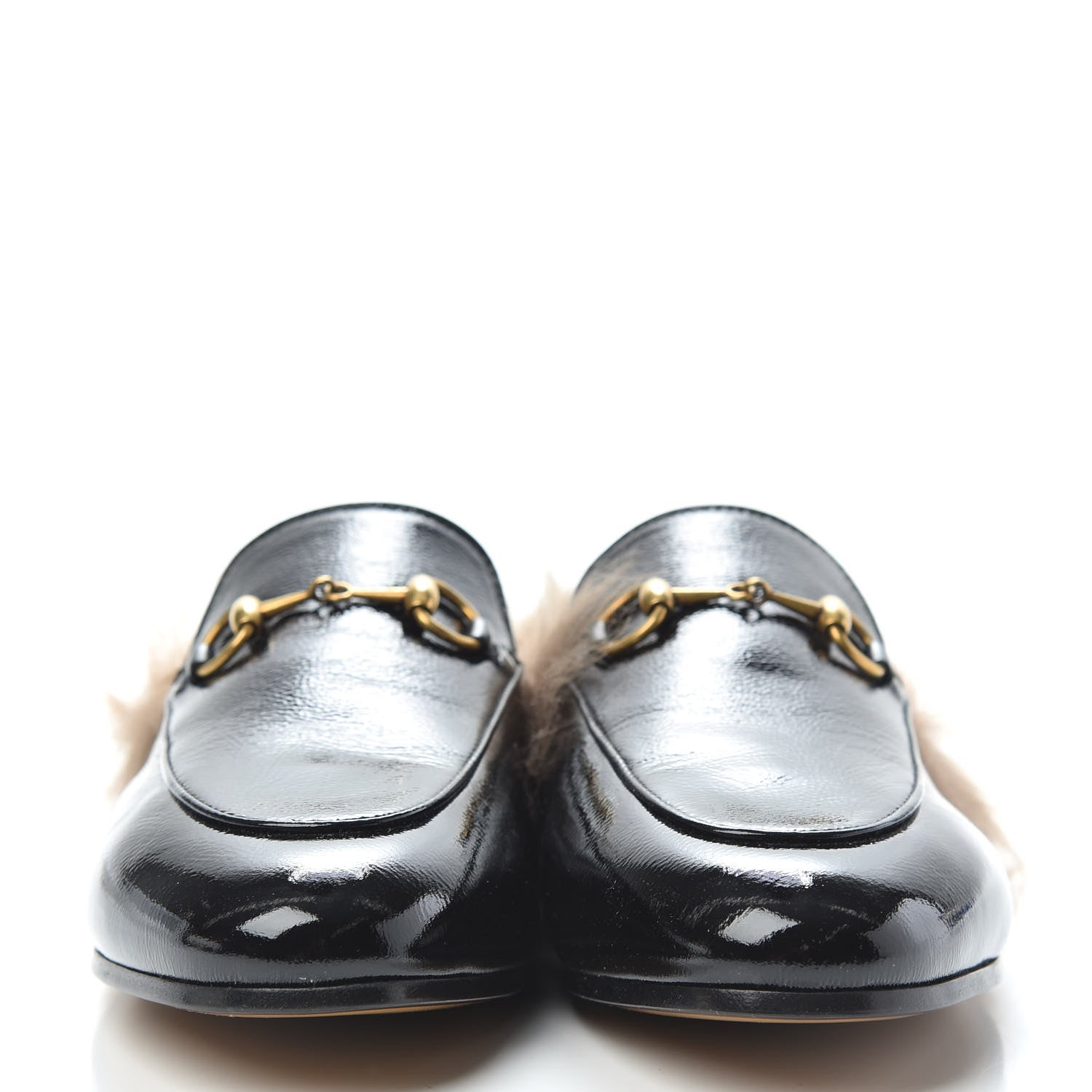 Gucci Patent Fur Womens Princetown Slippers 37.5 Black 2 of 7