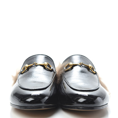 Gucci Patent Fur Womens Princetown Slippers 37.5 Black 2 of 7