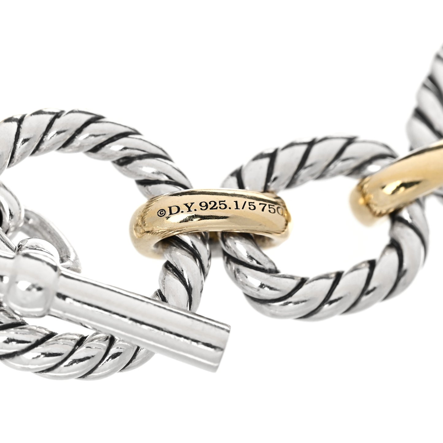 Sterling Silver 18K Yellow Gold Blue Sapphire Cushion Link Bracelet